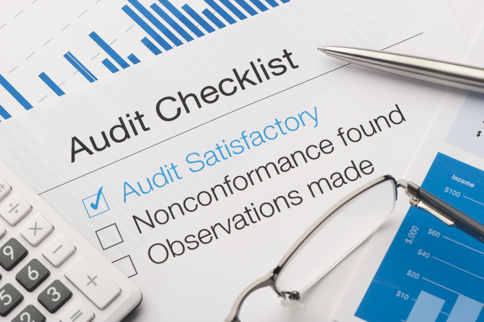 Audit checklist on a desk accounting service in dubai